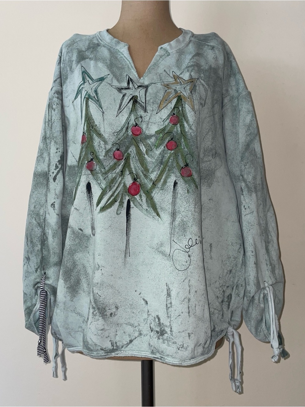 Kunkys Artistic Tree-Print Women's Pullover‎ Hoodie -drawstring side -Christmas